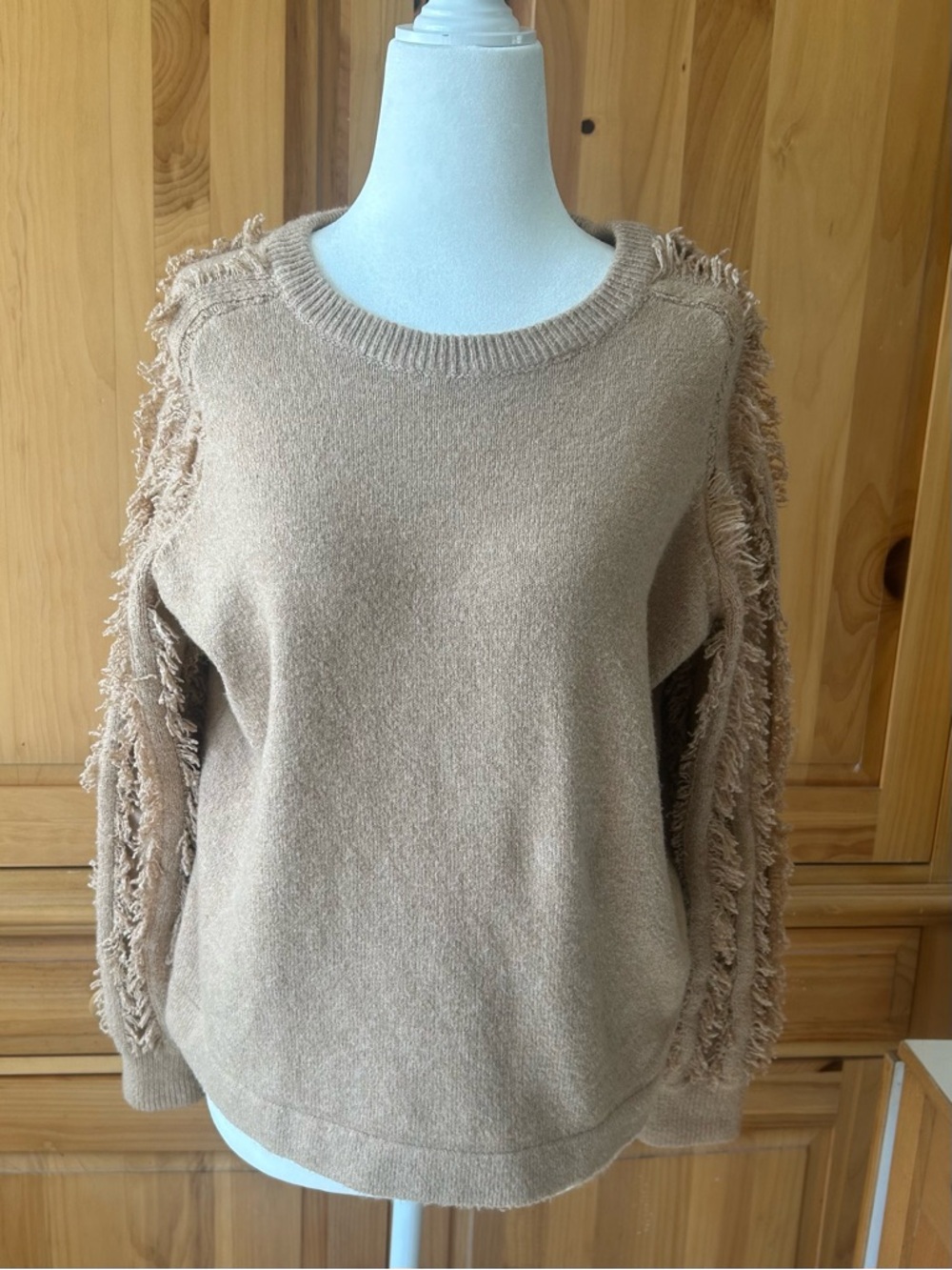 STATE Fringe Eyelash Sleeve Crewneck Sweater size small